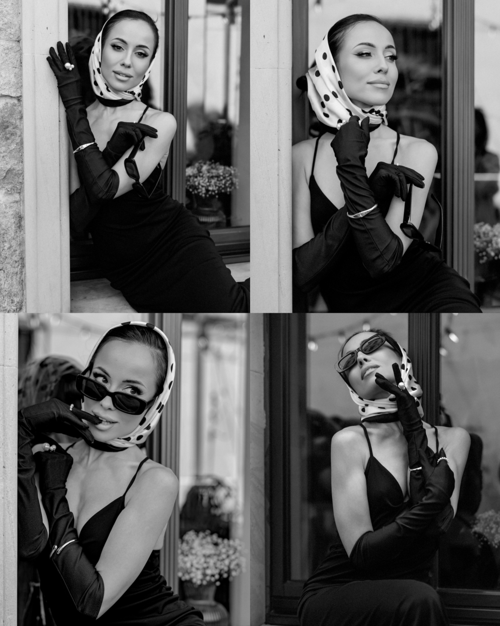 Kolaż plenerowej sesji fashion w apaszce